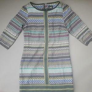 Geometric print 3/4 sleeve dress